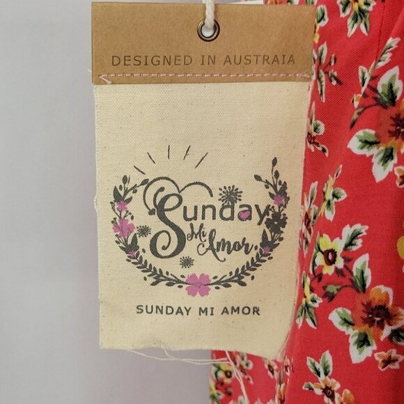 Sunday Mi Amor Floral Backless Halter Dress Coral Size XS NWT - Picture 11 of 12